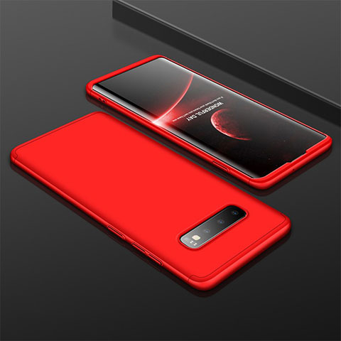 Coque Plastique Mat Protection Integrale 360 Degres Avant et Arriere Etui Housse M01 pour Samsung Galaxy S10 Plus Rouge