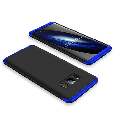 Coque Plastique Mat Protection Integrale 360 Degres Avant et Arriere Etui Housse M01 pour Samsung Galaxy S8 Bleu et Noir