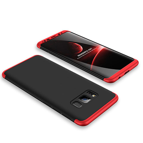 Coque Plastique Mat Protection Integrale 360 Degres Avant et Arriere Etui Housse M01 pour Samsung Galaxy S8 Plus Rouge et Noir