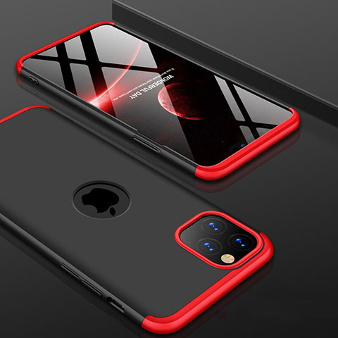 Coque Plastique Mat Protection Integrale 360 Degres Avant et Arriere Etui Housse P01 pour Apple iPhone 11 Pro Max Rouge et Noir