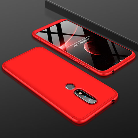 Coque Plastique Mat Protection Integrale 360 Degres Avant et Arriere Etui Housse P01 pour Nokia 6.1 Plus Rouge
