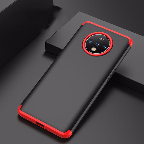 Coque Plastique Mat Protection Integrale 360 Degres Avant et Arriere Etui Housse P01 pour OnePlus 7T Rouge et Noir
