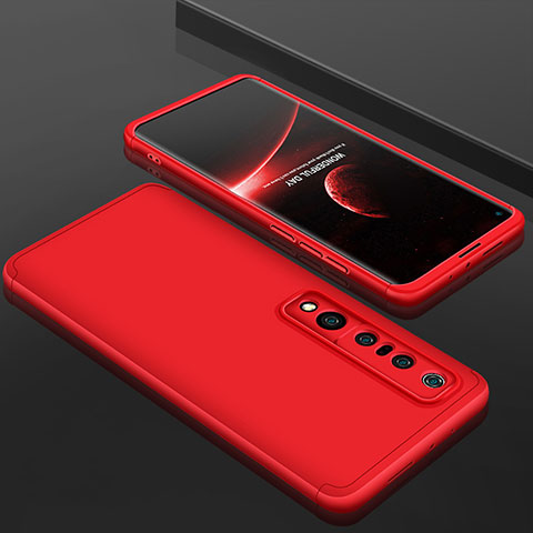 Coque Plastique Mat Protection Integrale 360 Degres Avant et Arriere Etui Housse P01 pour Xiaomi Mi 10 Pro Rouge