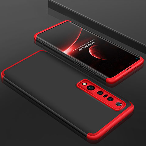 Coque Plastique Mat Protection Integrale 360 Degres Avant et Arriere Etui Housse P01 pour Xiaomi Mi 10 Pro Rouge et Noir
