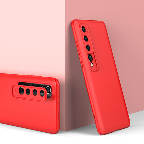Coque Plastique Mat Protection Integrale 360 Degres Avant et Arriere Etui Housse P01 pour Xiaomi Mi 10 Rouge