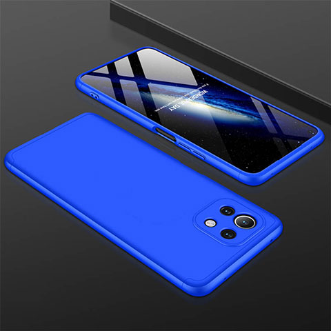 Coque Plastique Mat Protection Integrale 360 Degres Avant et Arriere Etui Housse P01 pour Xiaomi Mi 11 5G Bleu