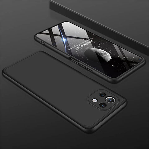Coque Plastique Mat Protection Integrale 360 Degres Avant et Arriere Etui Housse P01 pour Xiaomi Mi 11 5G Noir