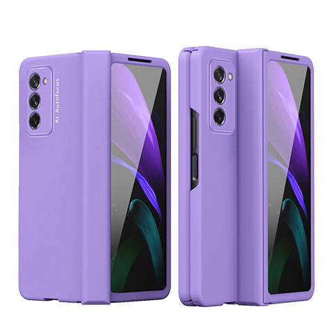 Coque Plastique Mat Protection Integrale 360 Degres Avant et Arriere Etui Housse P03 pour Samsung Galaxy Z Fold2 5G Violet
