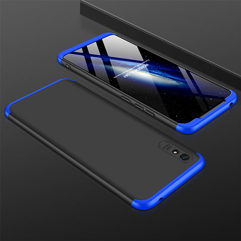 Coque Plastique Mat Protection Integrale 360 Degres Avant et Arriere Etui Housse P03 pour Xiaomi Redmi 9A Bleu et Noir