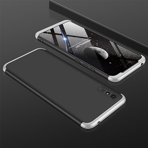 Coque Plastique Mat Protection Integrale 360 Degres Avant et Arriere Etui Housse P03 pour Xiaomi Redmi 9i Argent et Noir