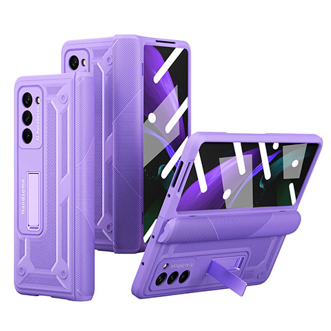 Coque Plastique Mat Protection Integrale 360 Degres Avant et Arriere Etui Housse P06 pour Samsung Galaxy Z Fold2 5G Violet
