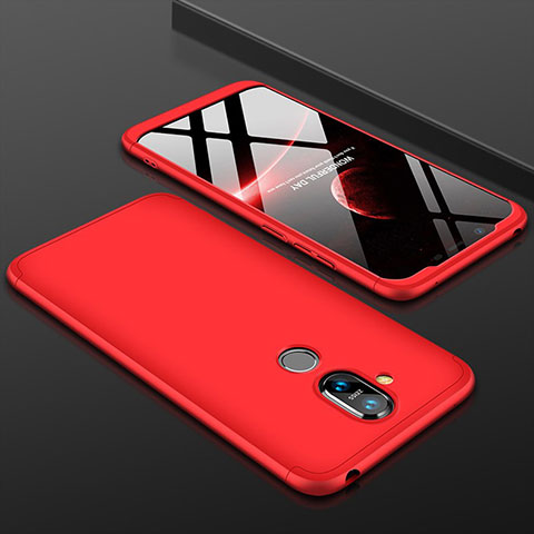 Coque Plastique Mat Protection Integrale 360 Degres Avant et Arriere Etui Housse pour Nokia 7.1 Plus Rouge