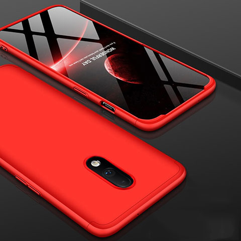 Coque Plastique Mat Protection Integrale 360 Degres Avant et Arriere Etui Housse pour OnePlus 7 Rouge
