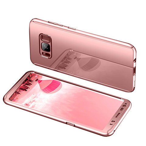 Coque Plastique Mat Protection Integrale 360 Degres Avant et Arriere Etui Housse pour Samsung Galaxy S8 Plus Or Rose
