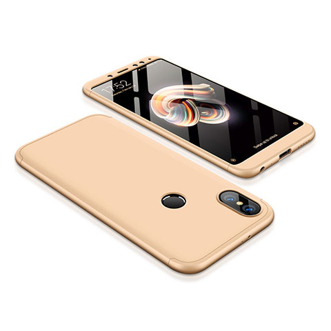 Coque Plastique Mat Protection Integrale 360 Degres Avant et Arriere Etui Housse pour Xiaomi Redmi Note 5 AI Dual Camera Or