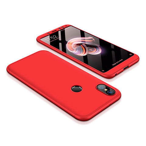 Coque Plastique Mat Protection Integrale 360 Degres Avant et Arriere Etui Housse pour Xiaomi Redmi Note 5 Rouge