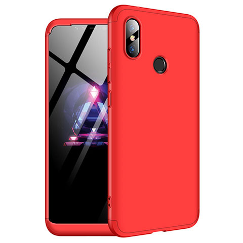 Coque Plastique Mat Protection Integrale 360 Degres Avant et Arriere Etui Housse pour Xiaomi Redmi Note 6 Pro Rouge