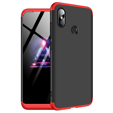 Coque Plastique Mat Protection Integrale 360 Degres Avant et Arriere Etui Housse pour Xiaomi Redmi Note 6 Pro Rouge et Noir