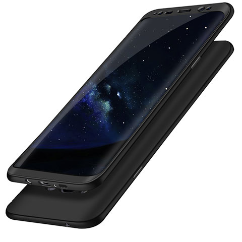 Coque Plastique Mat Protection Integrale 360 Degres Avant et Arriere Etui Housse Q02 pour Samsung Galaxy S8 Noir