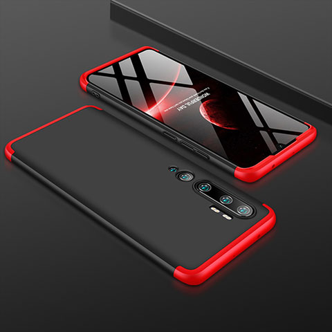 Coque Plastique Mat Protection Integrale 360 Degres Avant et Arriere Etui Housse R01 pour Xiaomi Mi Note 10 Rouge et Noir
