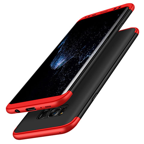 Coque Plastique Mat Protection Integrale 360 Degres Avant et Arriere M03 pour Samsung Galaxy S8 Rouge et Noir