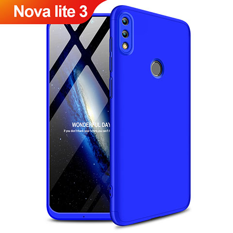 Coque Plastique Mat Protection Integrale 360 Degres Avant et Arriere Q01 pour Huawei Nova Lite 3 Bleu