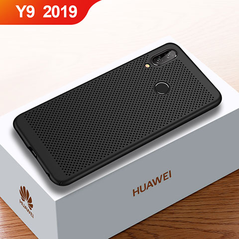 Coque Plastique Rigide Etui Housse Mailles Filet pour Huawei Y9 (2019) Noir