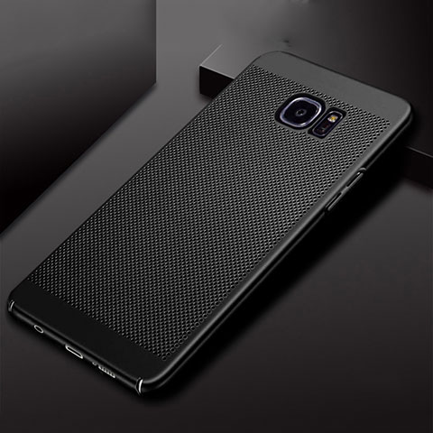 Coque Plastique Rigide Etui Housse Mailles Filet pour Samsung Galaxy S7 Edge G935F Noir