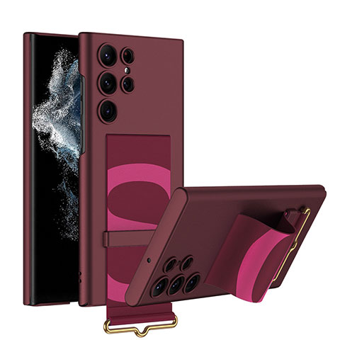 Coque Plastique Rigide Etui Housse Mat AC1 pour Samsung Galaxy S22 Ultra 5G Vin Rouge