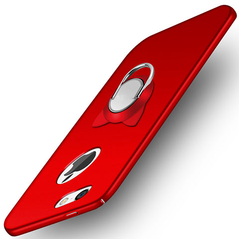 Coque Plastique Rigide Mat avec Support Bague Anneau A01 pour Apple iPhone 5 Rouge