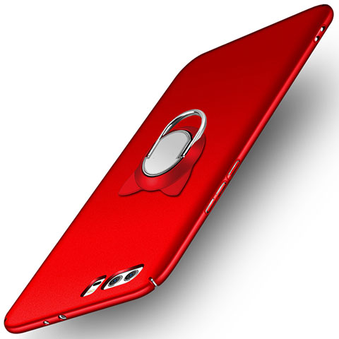 Coque Plastique Rigide Mat avec Support Bague Anneau A02 pour Huawei Honor 9 Premium Rouge