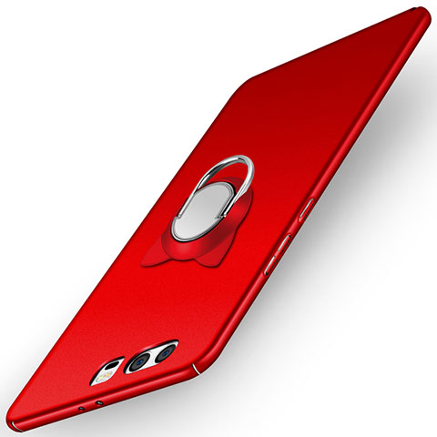 Coque Plastique Rigide Mat avec Support Bague Anneau A03 pour Huawei P10 Rouge