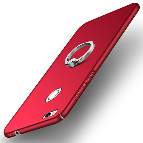 Coque Plastique Rigide Mat avec Support Bague Anneau A03 pour Huawei P8 Lite (2017) Rouge
