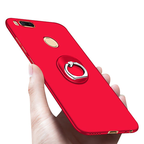 Coque Plastique Rigide Mat avec Support Bague Anneau A03 pour Xiaomi Mi 5X Rouge