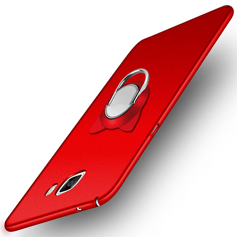 Coque Plastique Rigide Mat avec Support Bague Anneau Aimante pour Samsung Galaxy A9 (2016) A9000 Rouge