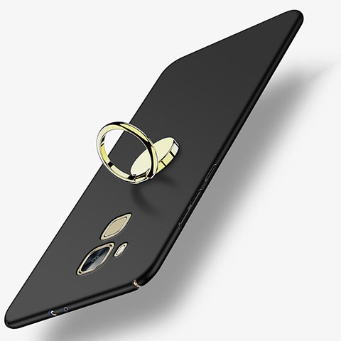 Coque Plastique Rigide Mat avec Support Bague Anneau pour Huawei G9 Plus Noir