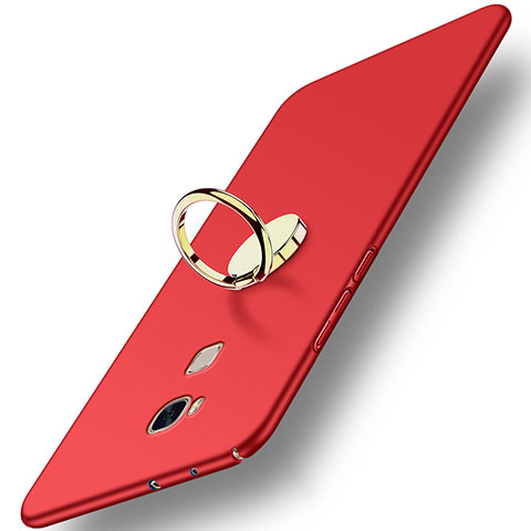 Coque Plastique Rigide Mat avec Support Bague Anneau pour Huawei GR5 Rouge
