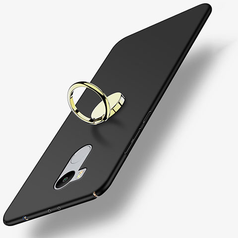 Coque Plastique Rigide Mat avec Support Bague Anneau pour Xiaomi Redmi 4 Prime High Edition Noir