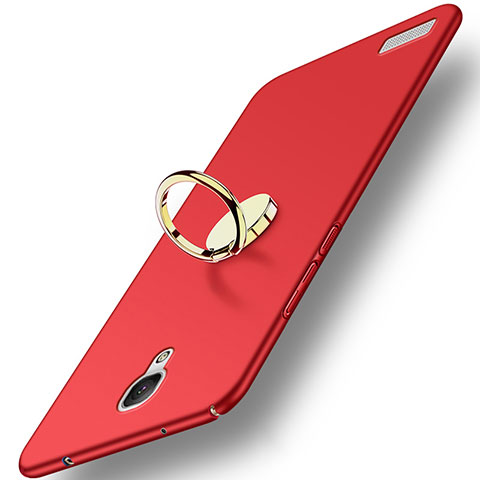 Coque Plastique Rigide Mat avec Support Bague Anneau pour Xiaomi Redmi Note Rouge