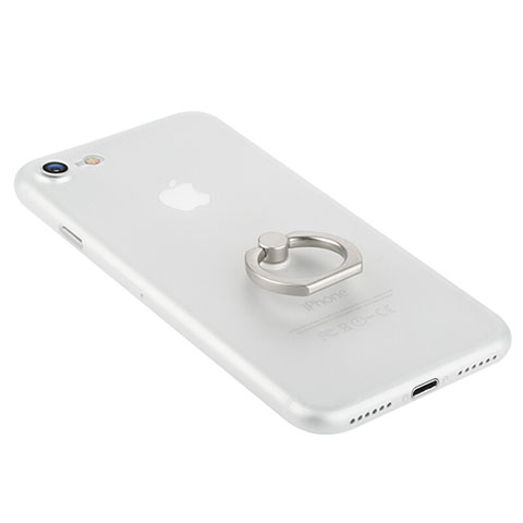 Coque Plastique Rigide Mat et Support Bague Anneau F01 pour Apple iPhone 7 Blanc