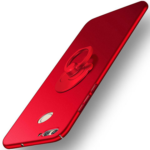 Coque Plastique Rigide Mat et Support Bague Anneau pour Huawei Nova 2 Plus Rouge