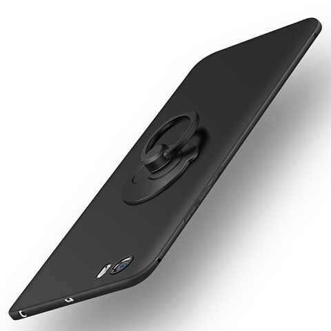 Coque Plastique Rigide Mat et Support Bague Anneau pour Xiaomi Mi 5 Noir