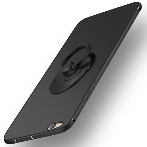 Coque Plastique Rigide Mat et Support Bague Anneau pour Xiaomi Mi 5C Noir