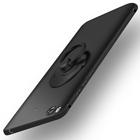 Coque Plastique Rigide Mat et Support Bague Anneau pour Xiaomi Mi 5S Noir
