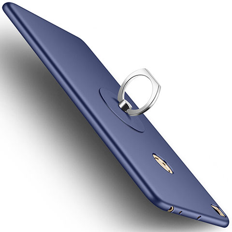 Coque Plastique Rigide Mat et Support Bague Anneau pour Xiaomi Mi Max 2 Bleu