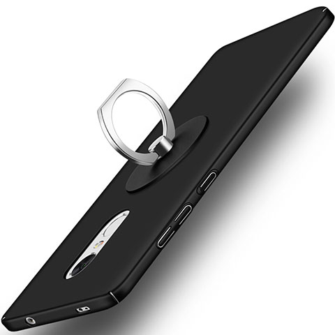 Coque Plastique Rigide Mat et Support Bague Anneau pour Xiaomi Redmi Note 4 Noir