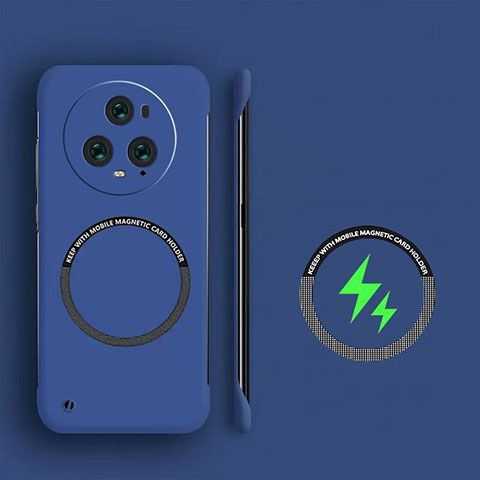 Coque Plastique Rigide Sans Cadre Etui Housse Mat avec Mag-Safe Magnetic Magnetique pour Huawei Honor Magic5 Pro 5G Bleu