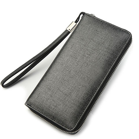 Coque Pochette Cuir Soie Universel H04 Gris