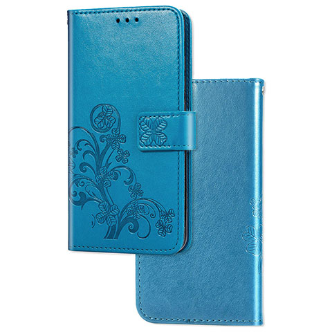 Coque Portefeuille Fleurs Livre Cuir Etui Clapet pour Huawei P40 Lite E Bleu
