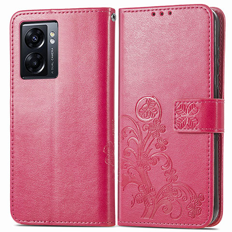 Coque Portefeuille Fleurs Livre Cuir Etui Clapet pour OnePlus Nord N300 5G Rouge